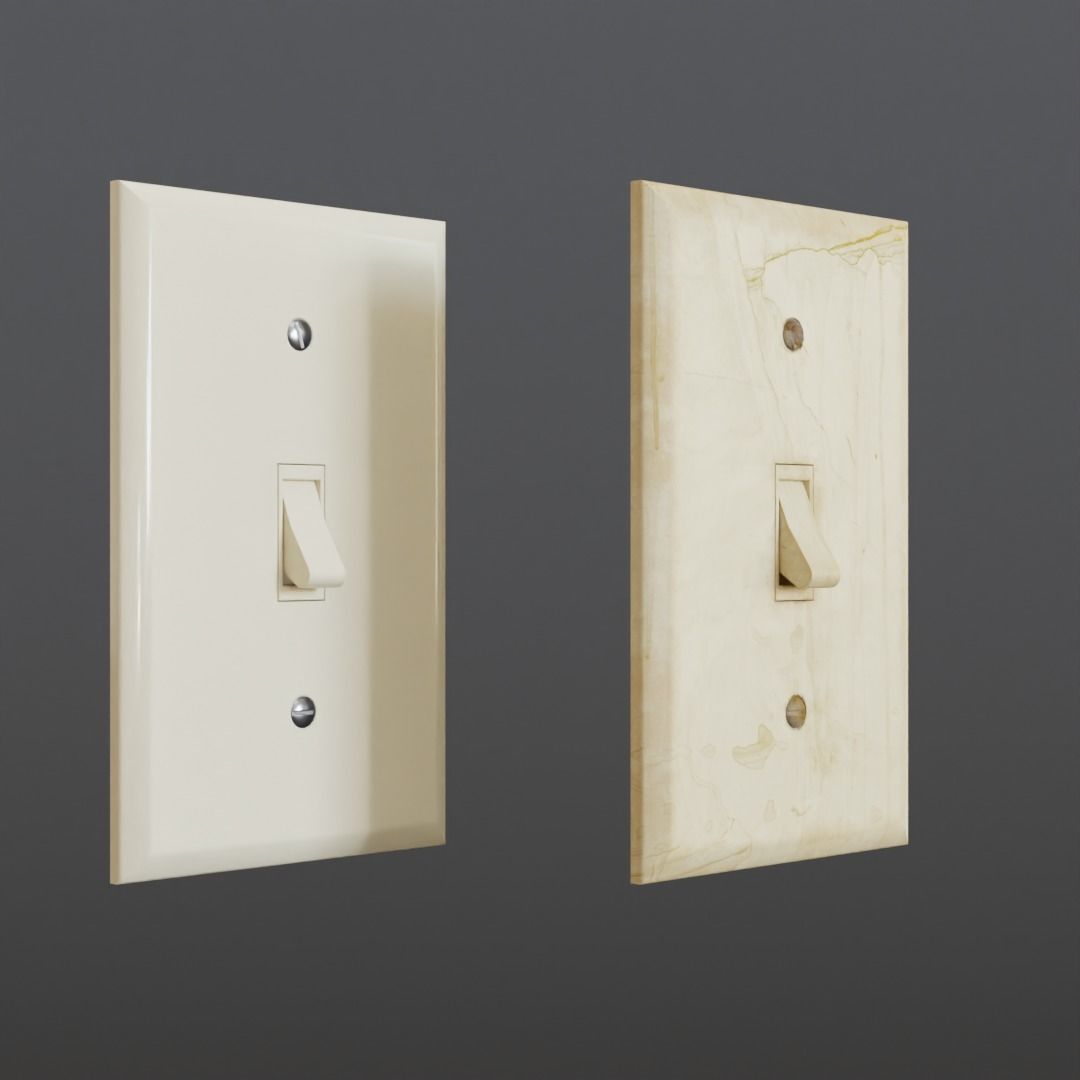 Wall Switch Light Low-poly 3D model_7