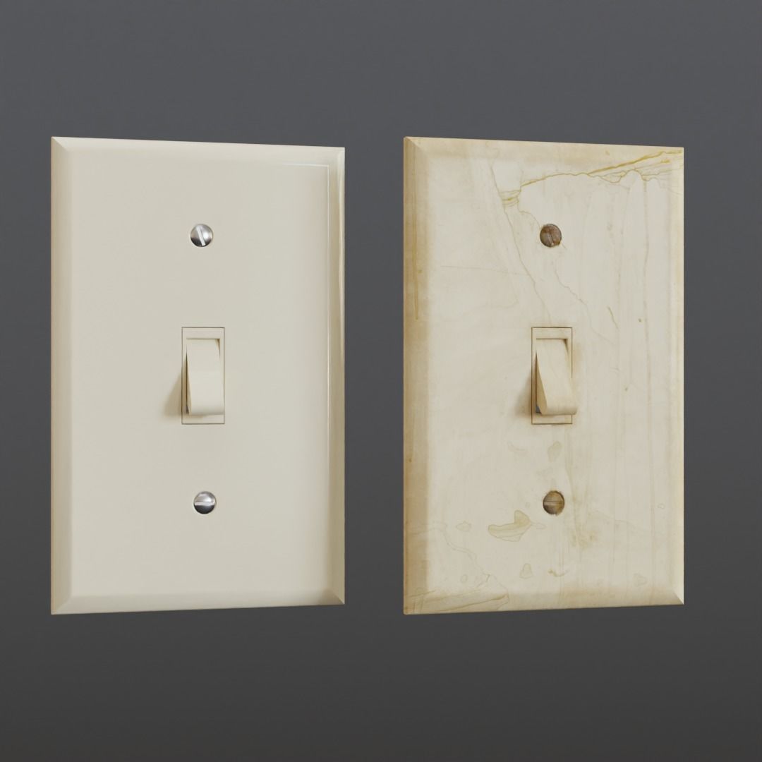 Wall Switch Light Low-poly 3D model_6