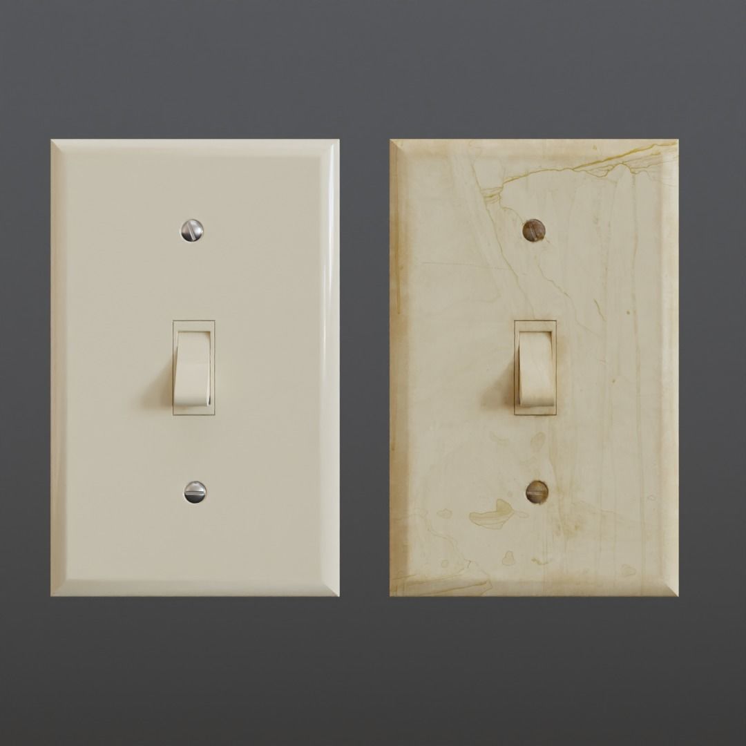 Wall Switch Light Low-poly 3D model_8
