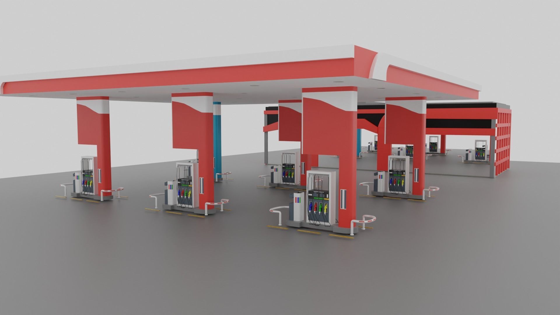 Gas Station Low-poly 3D model_1