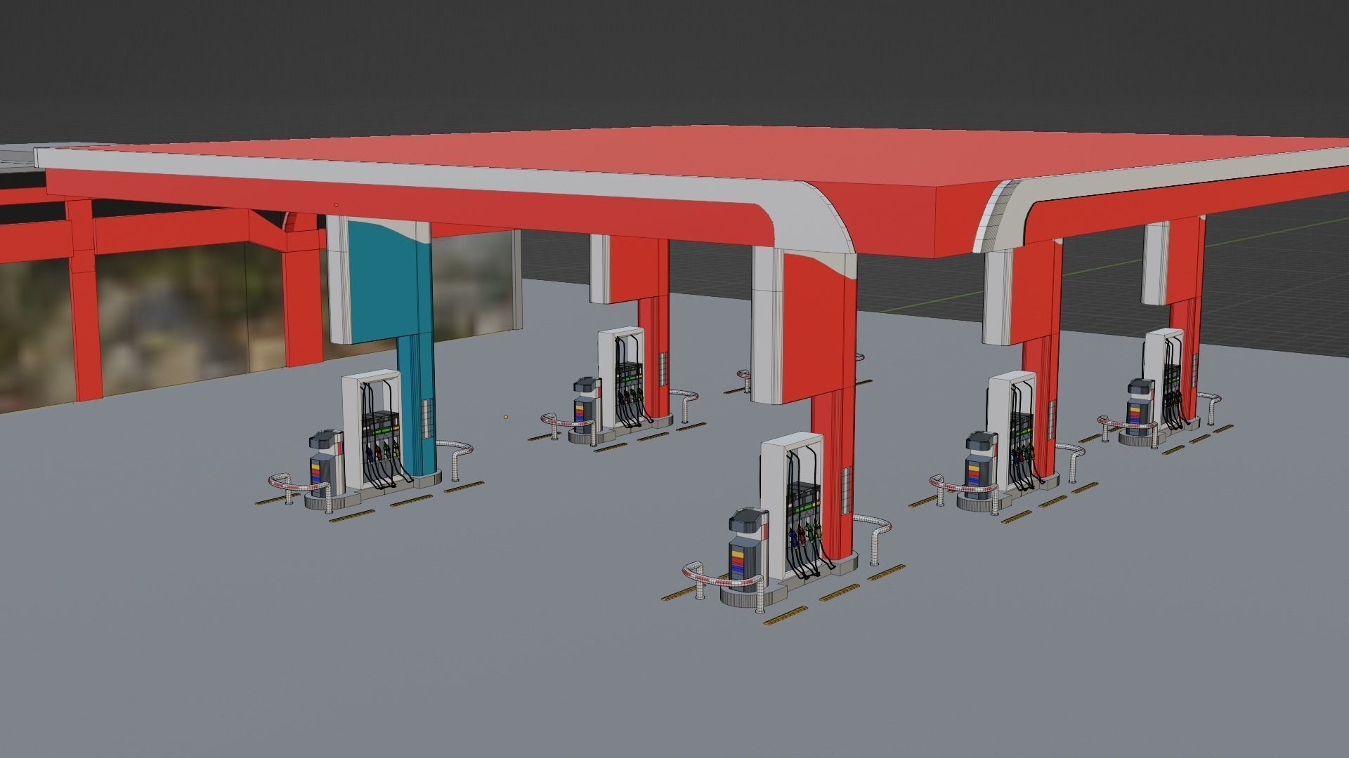 Gas Station Low-poly 3D model_5