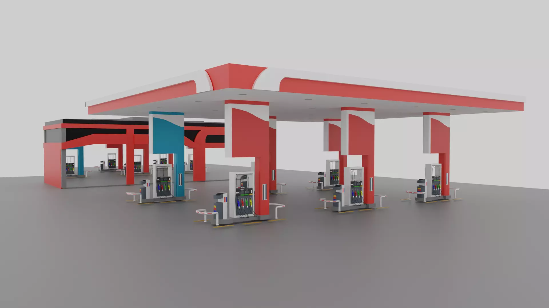 Gas Station Low-poly 3D model_0