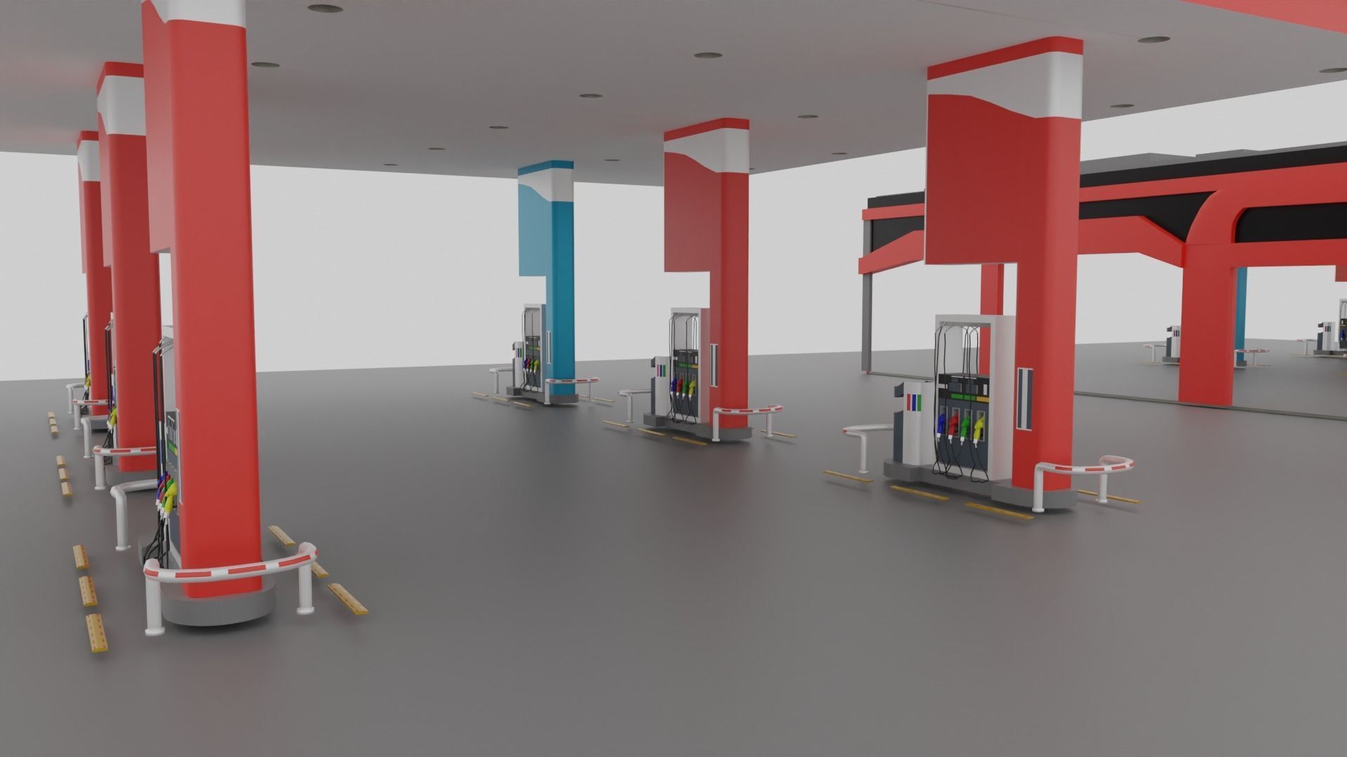 Gas Station Low-poly 3D model_3