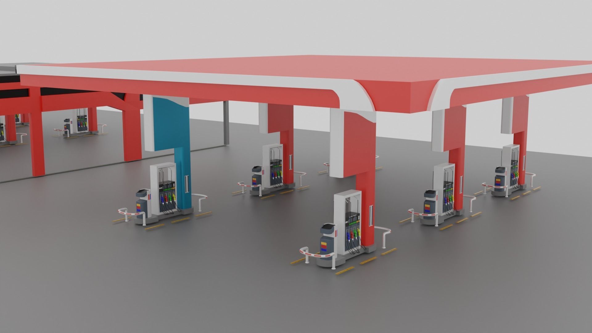 Gas Station Low-poly 3D model_4