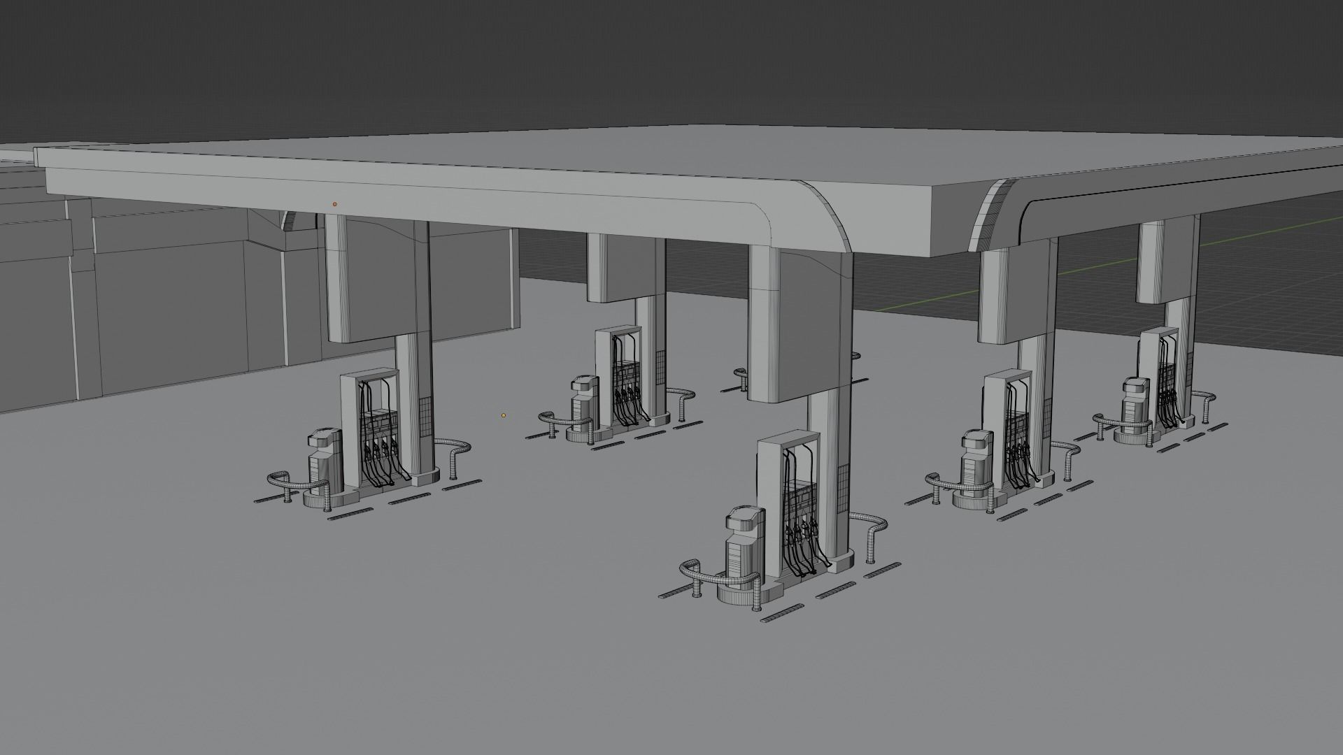 Gas Station Low-poly 3D model_6