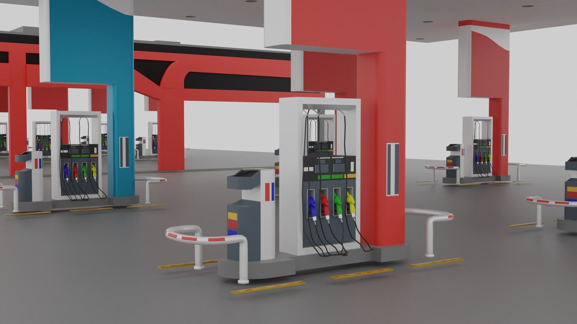 Gas Station Low-poly 3D model_2