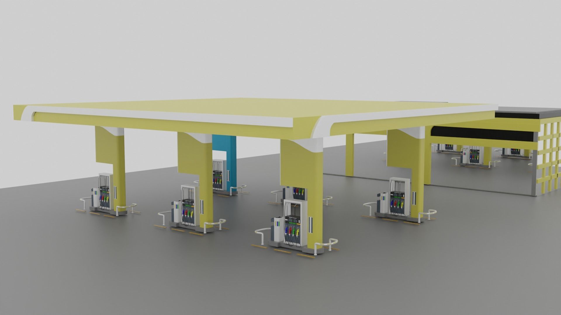 Gas Station Low-poly 3D model_4
