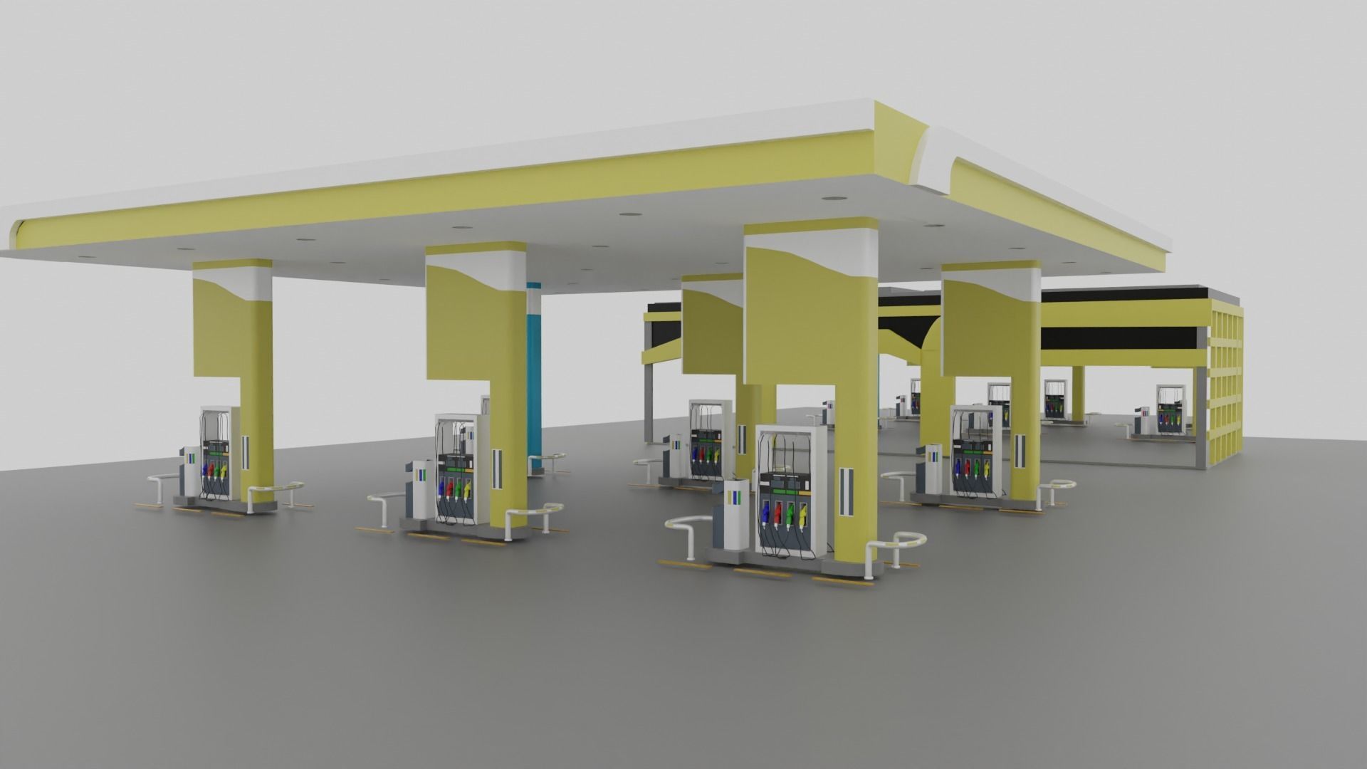 Gas Station Low-poly 3D model_2