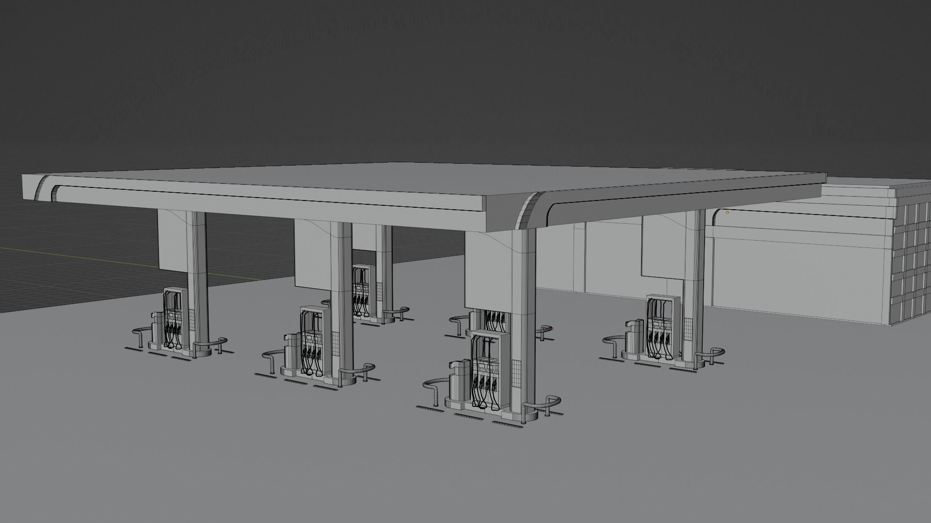 Gas Station Low-poly 3D model_6