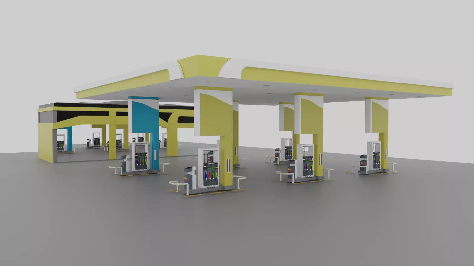 Gas Station Low-poly 3D model_0