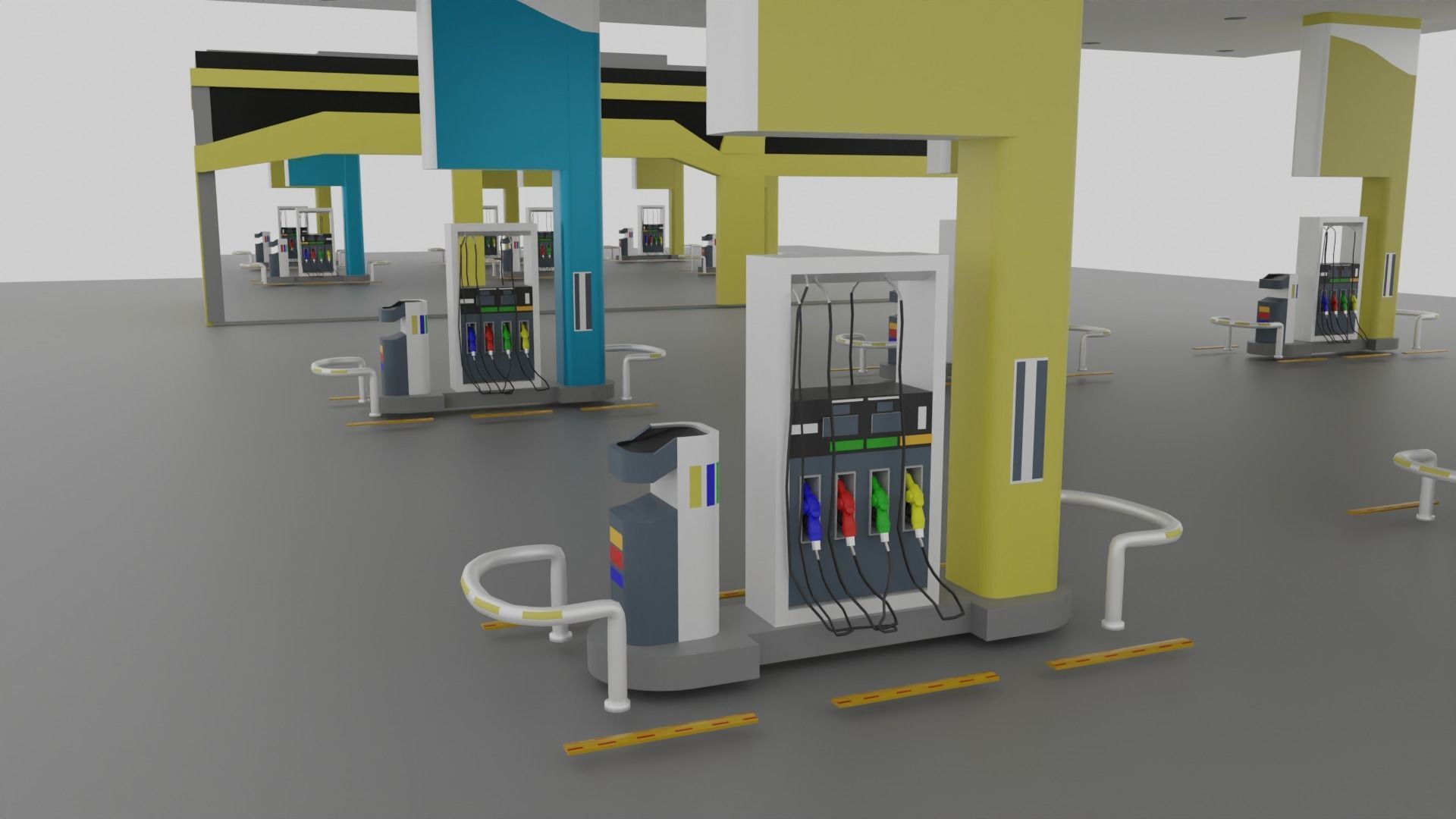 Gas Station Low-poly 3D model_1