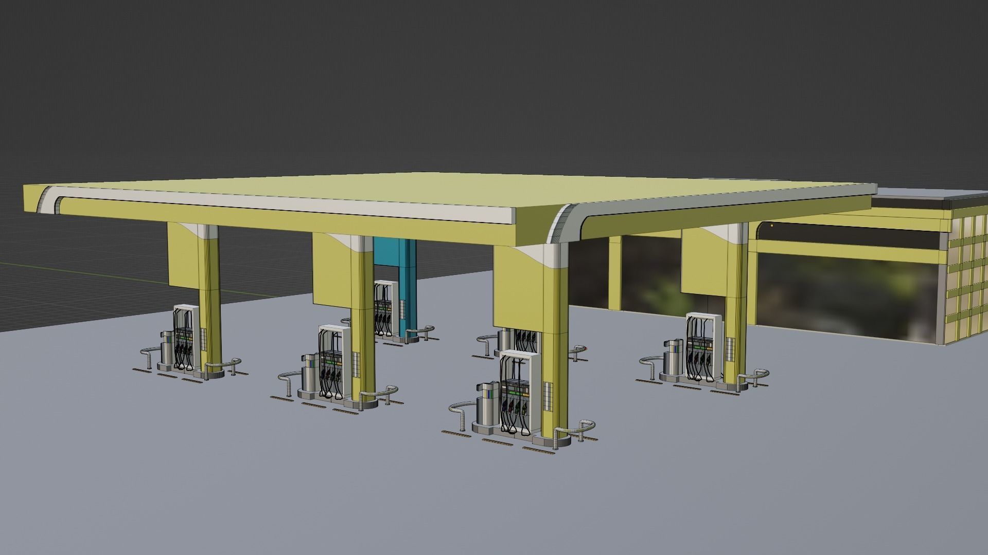 Gas Station Low-poly 3D model_5