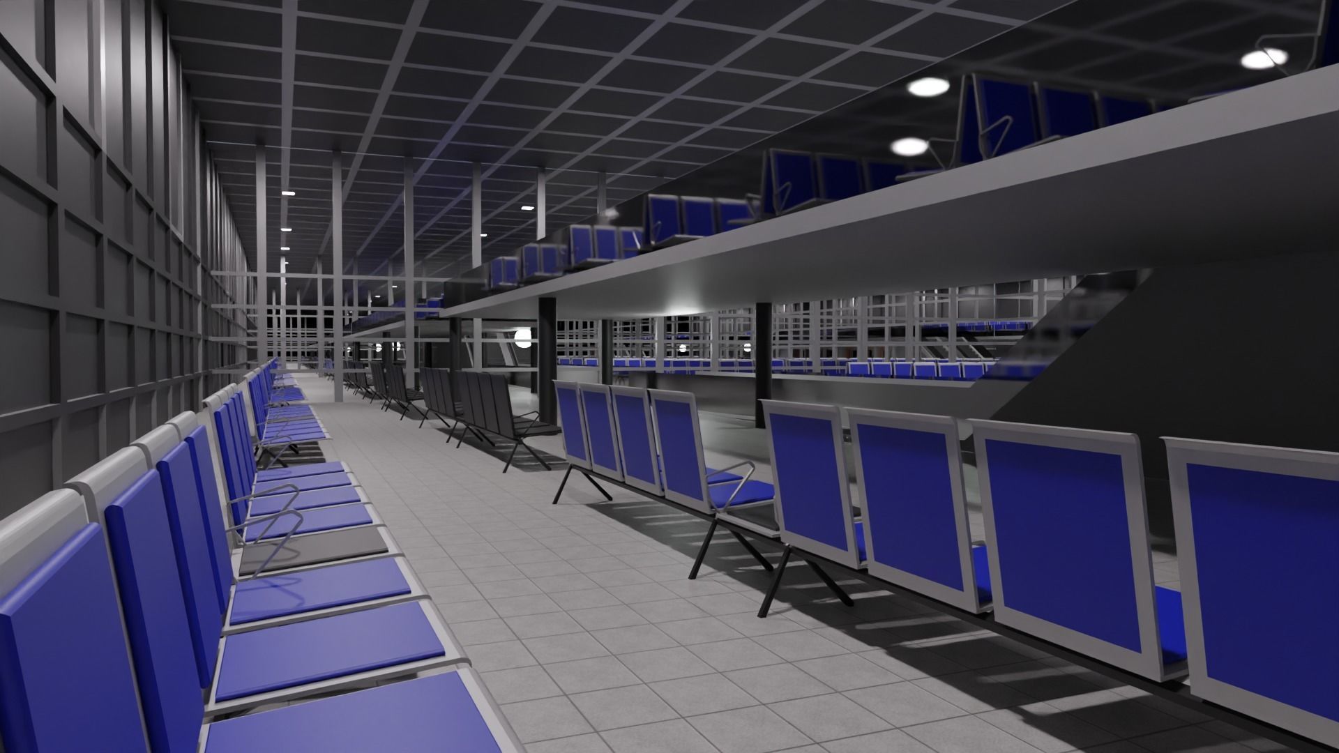 Airport Interior Low-poly 3D model_4