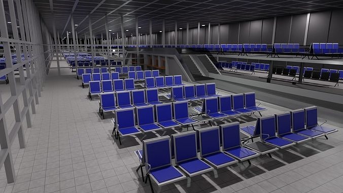 Airport Interior Low-poly 3D model