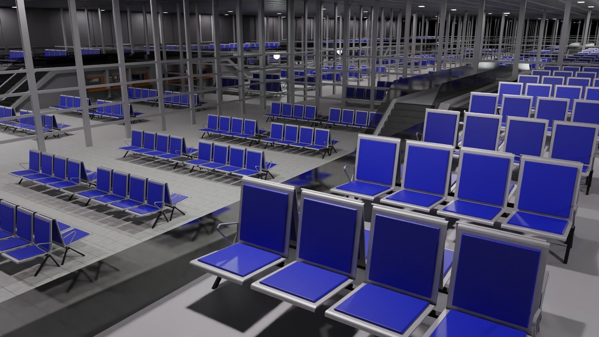 Airport Interior Low-poly 3D model_1
