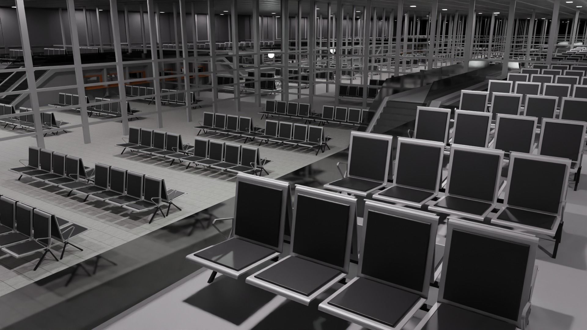 Airport Interior Low-poly 3D model_1