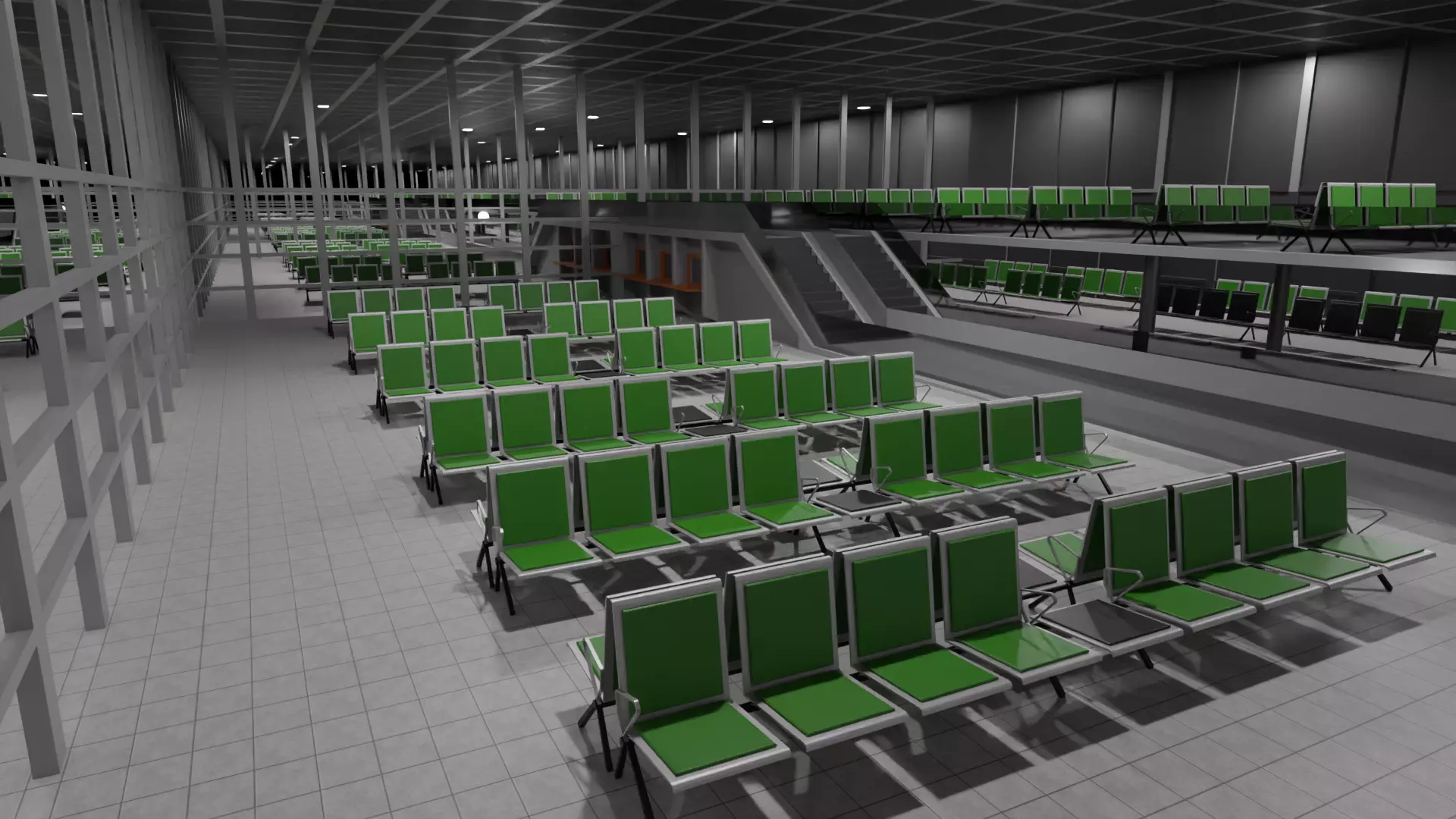 Airport Interior Low-poly 3D model_0