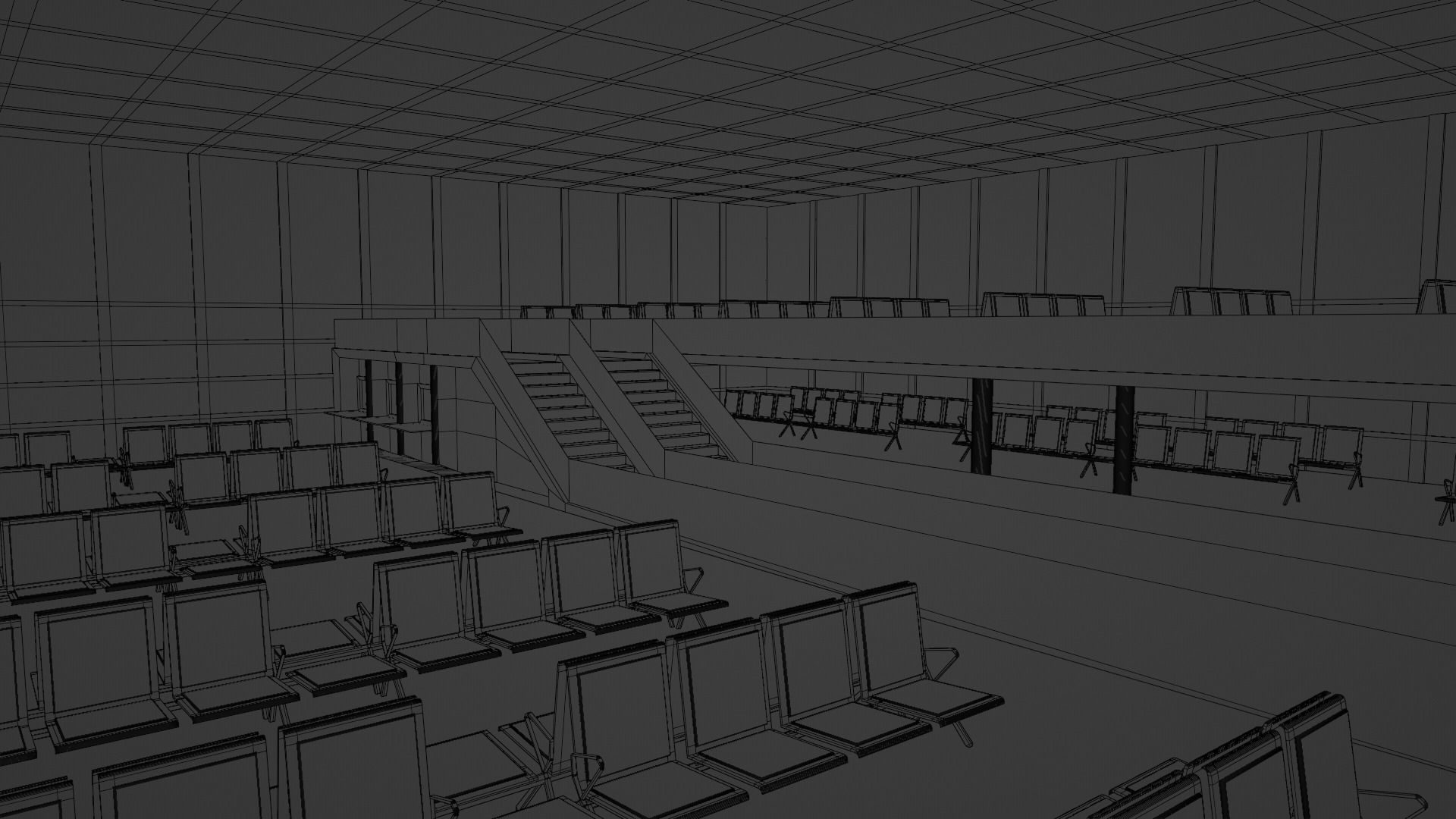 Airport Interior Low-poly 3D model_6