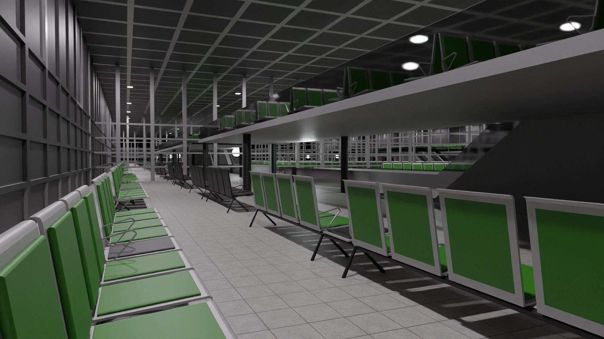 Airport Interior Low-poly 3D model_4