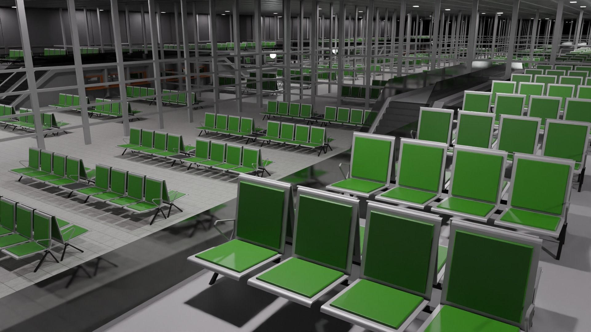 Airport Interior Low-poly 3D model_1