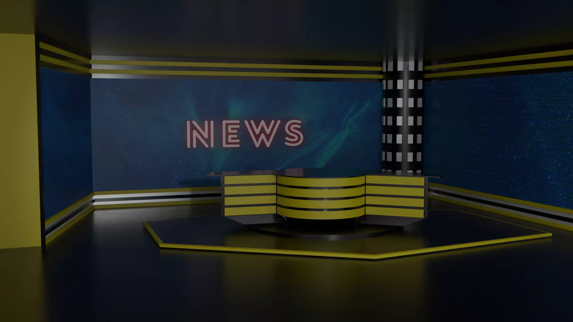 Tv Studio Low-poly 3D model_0