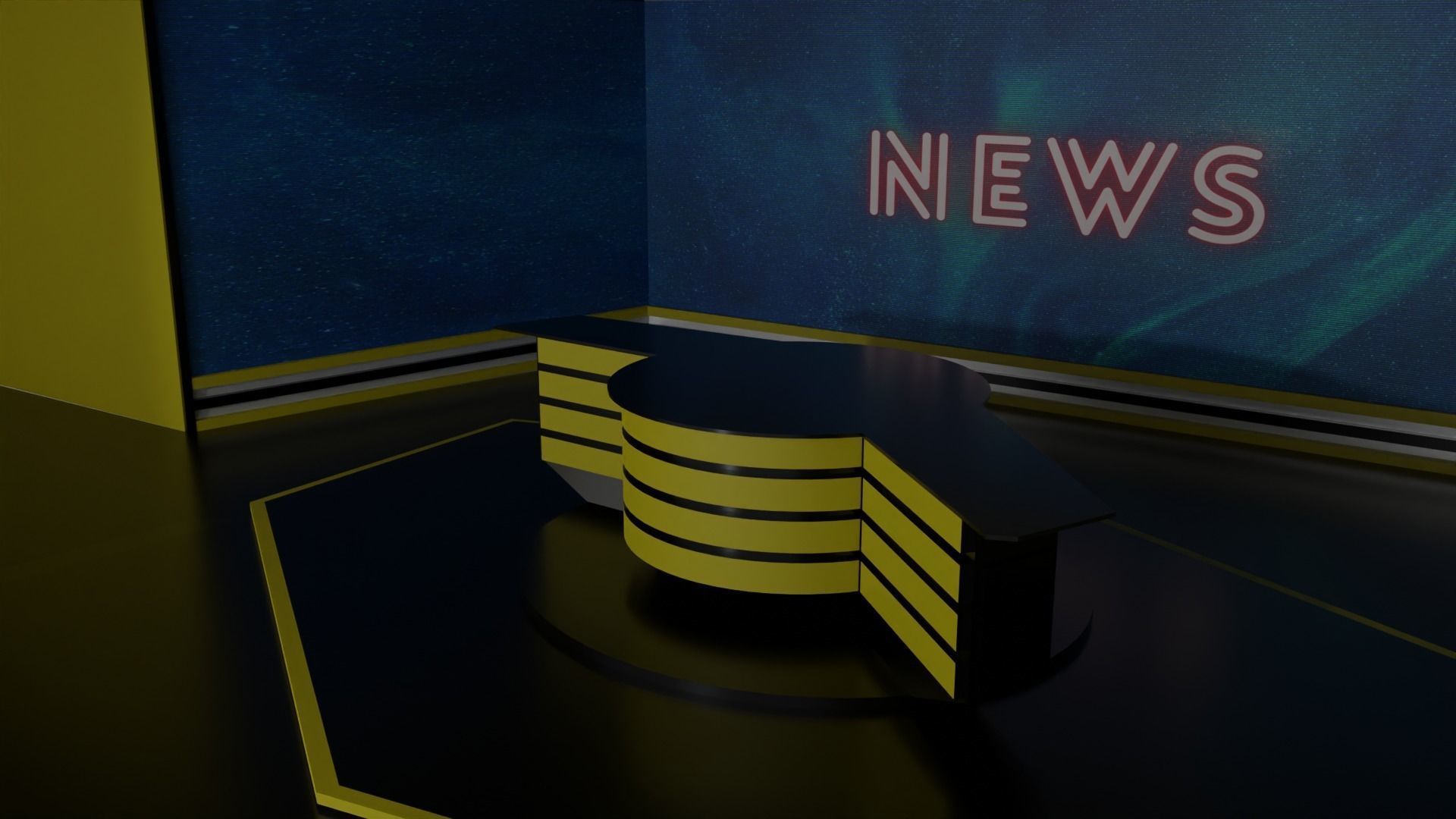 Tv Studio Low-poly 3D model_5