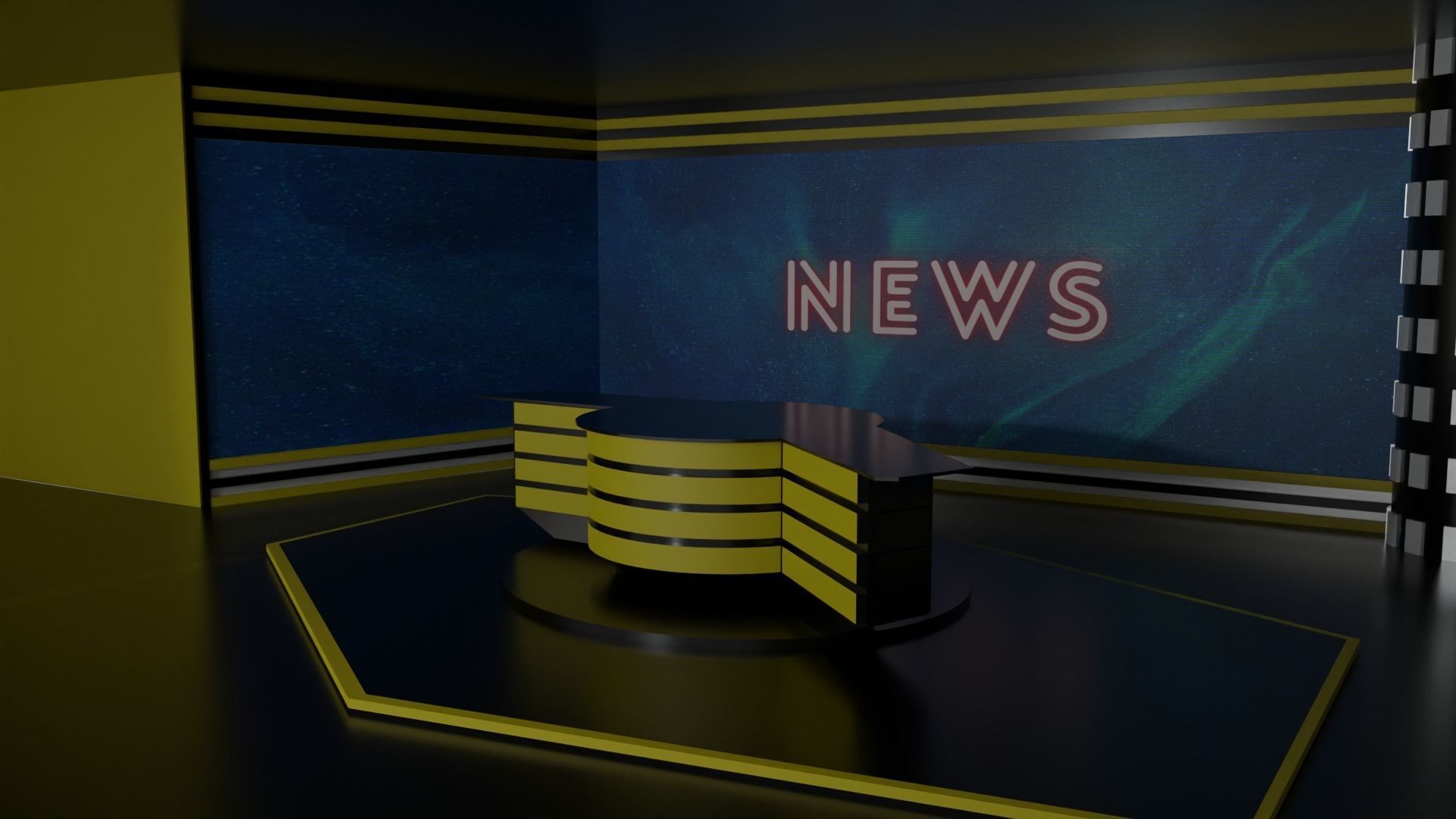Tv Studio Low-poly 3D model_2