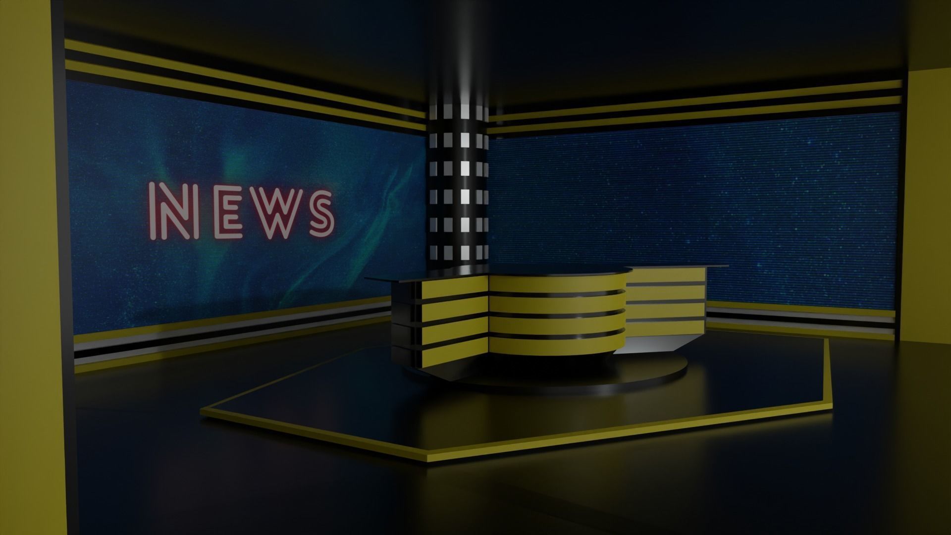 Tv Studio Low-poly 3D model_1