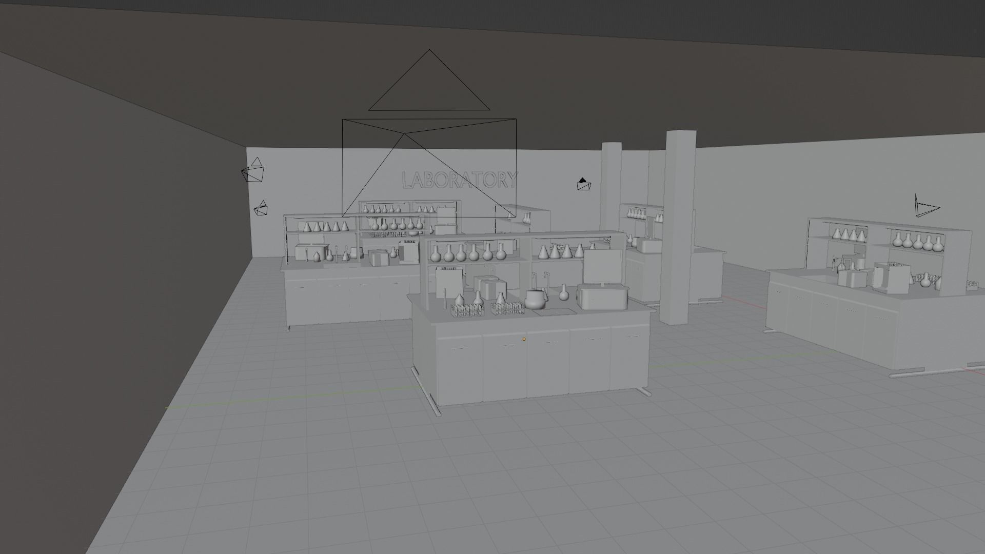 Laboratory with cabinets and shelves Low-poly 3D model_6