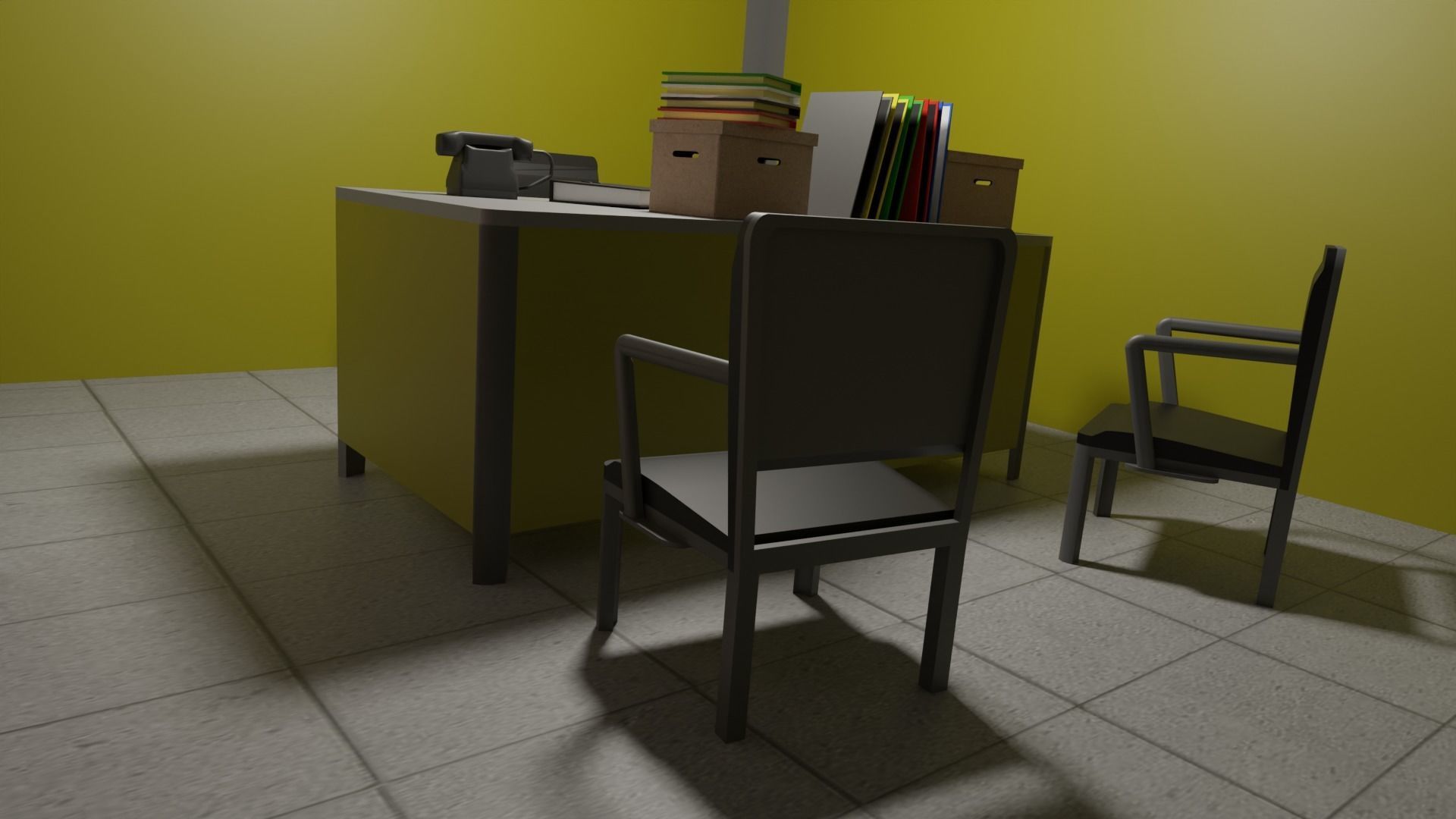 Office Space Interior Low-poly 3D model_3
