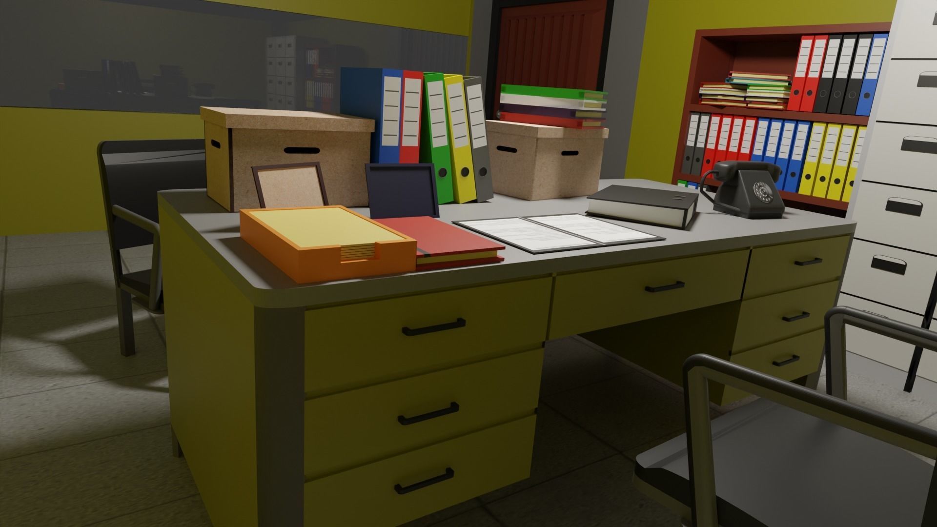 Office Space Interior Low-poly 3D model_2