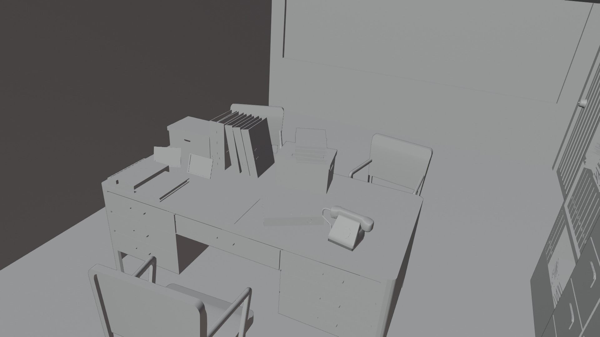 Office Space Interior Low-poly 3D model_6