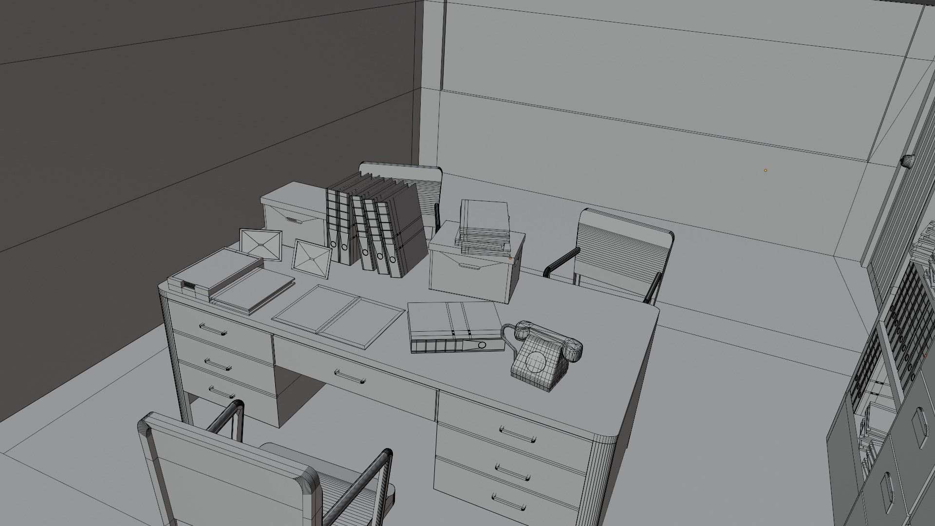 Office Space Interior Low-poly 3D model_7