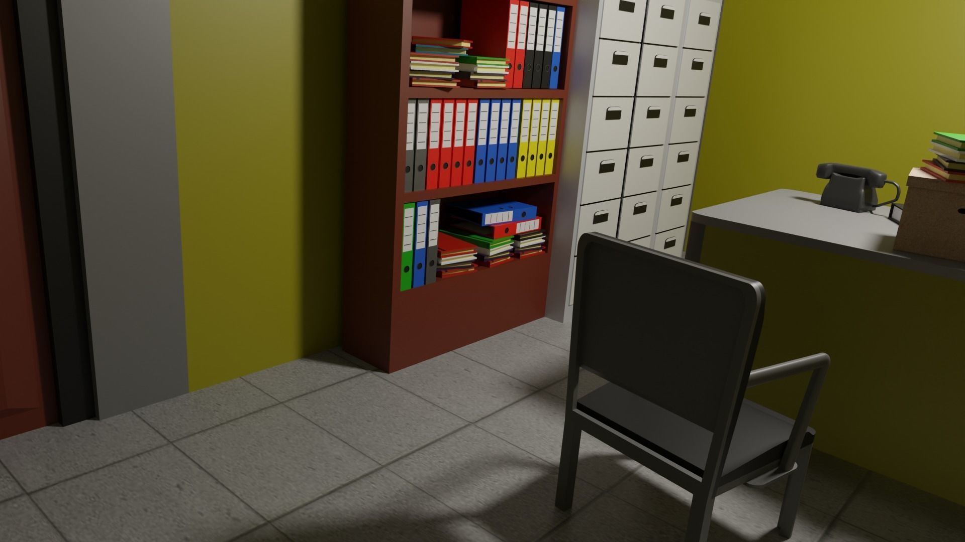 Office Space Interior Low-poly 3D model_4