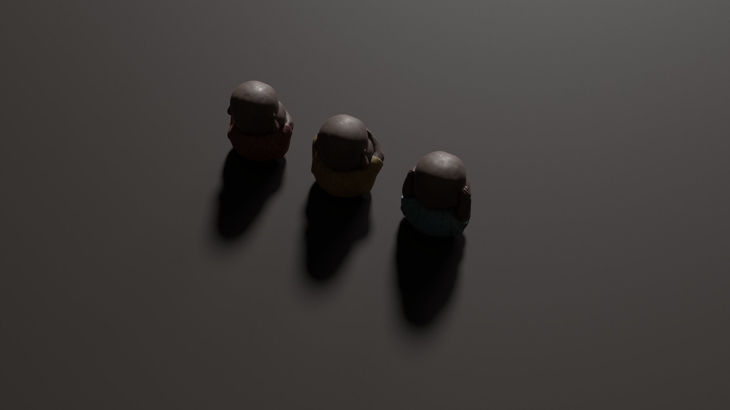 3D Antique Chinese Buddha Statues Carved  Low-poly 3D model_7