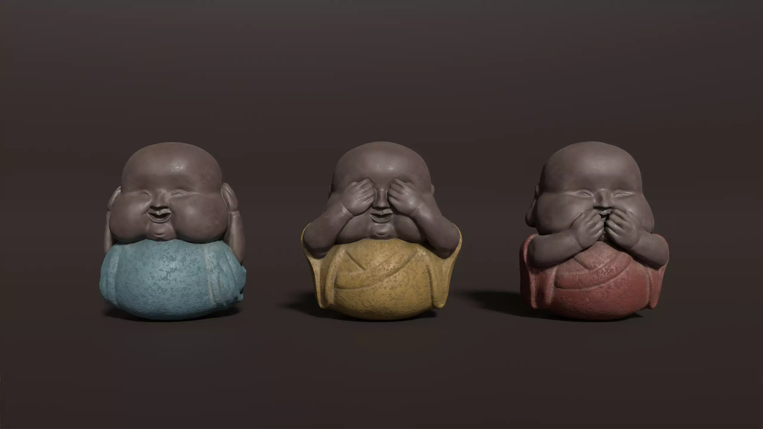 3D Antique Chinese Buddha Statues Carved  Low-poly 3D model_0