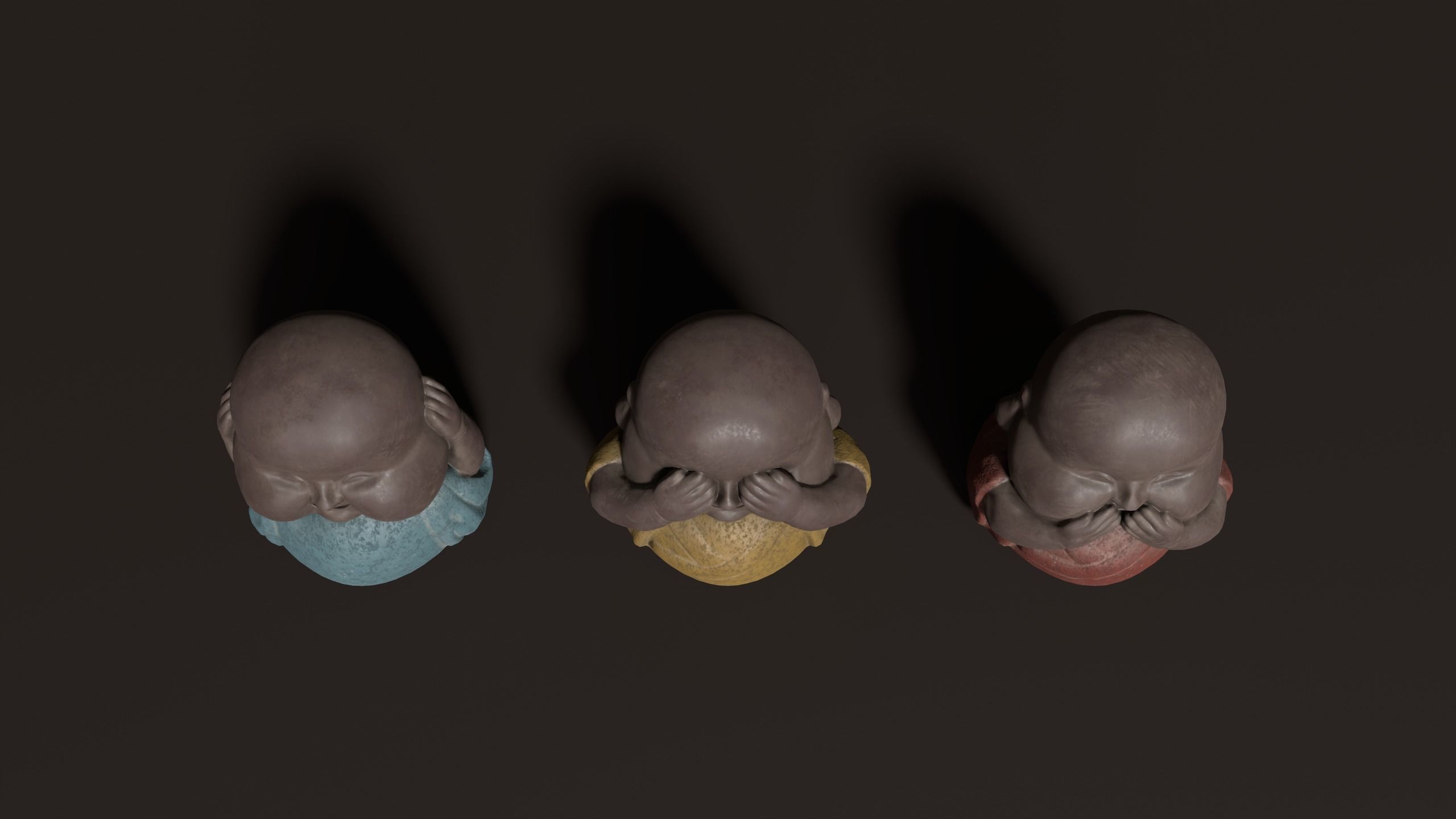 3D Antique Chinese Buddha Statues Carved  Low-poly 3D model_6