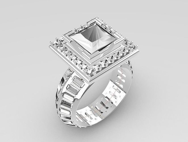 Diamond Halo Women ENGAGEMENT or  WEDDING Ring  3D print model