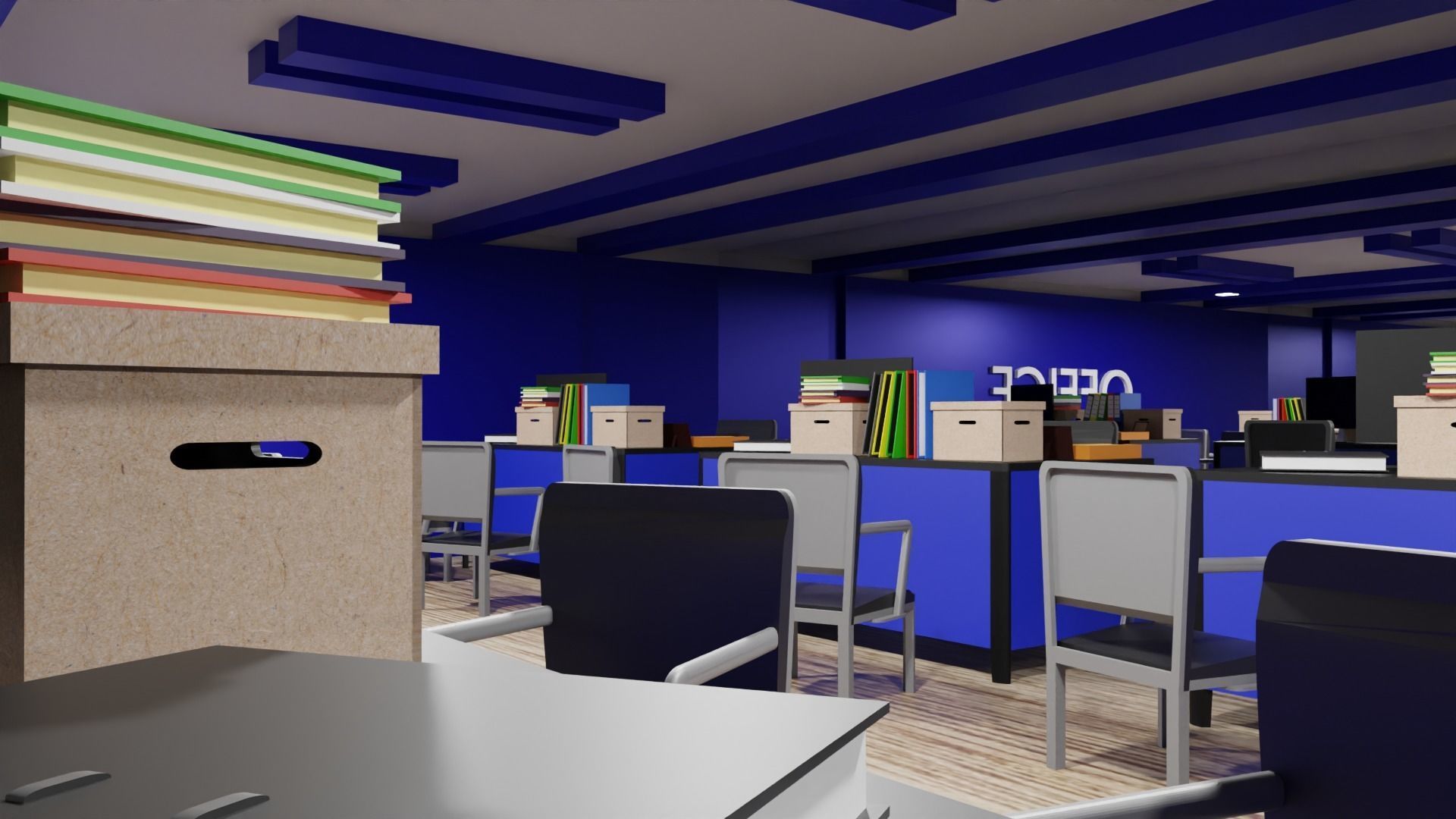 Office Space Interior Low-poly 3D model_4