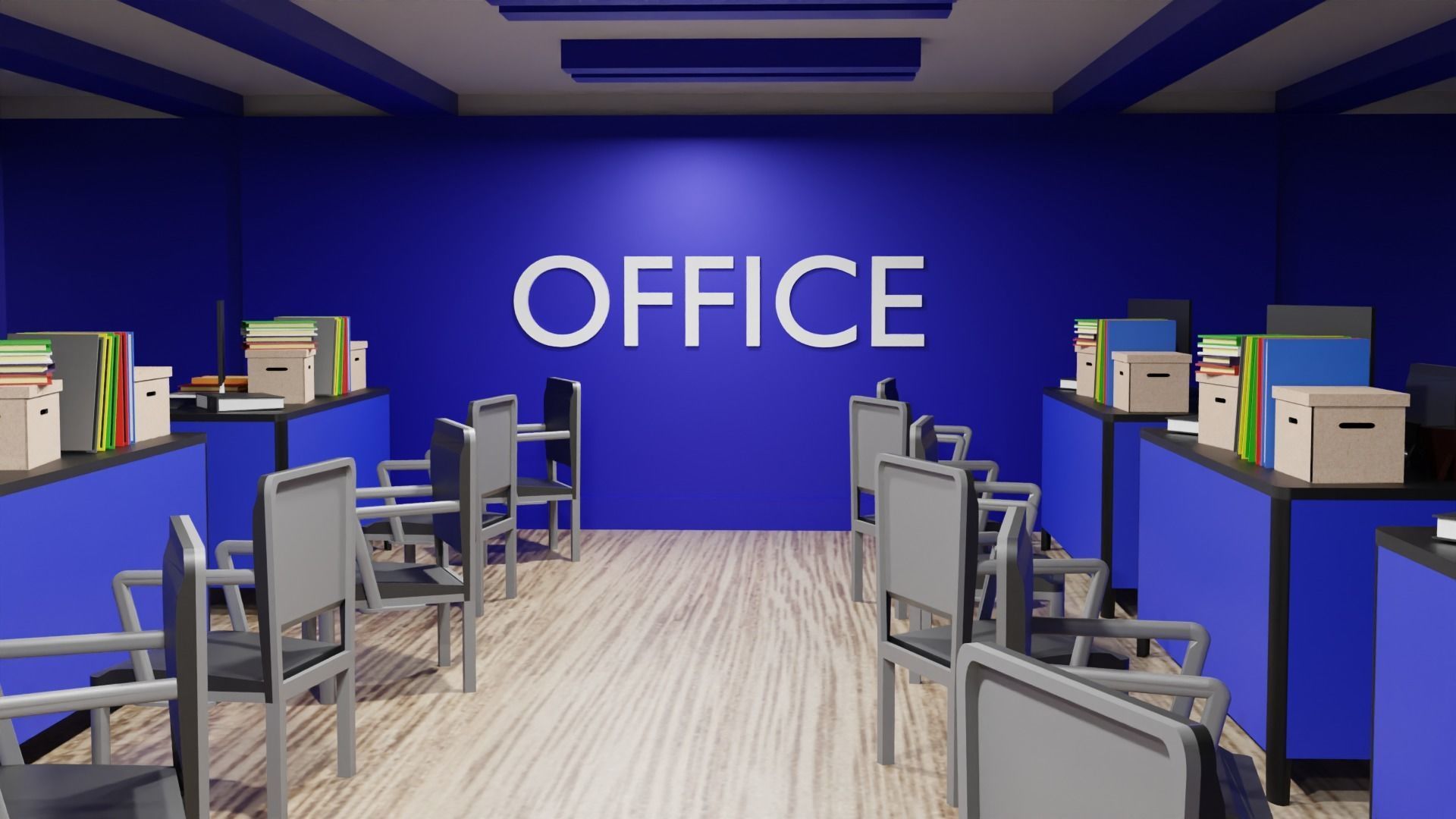 Office Space Interior Low-poly 3D model_3
