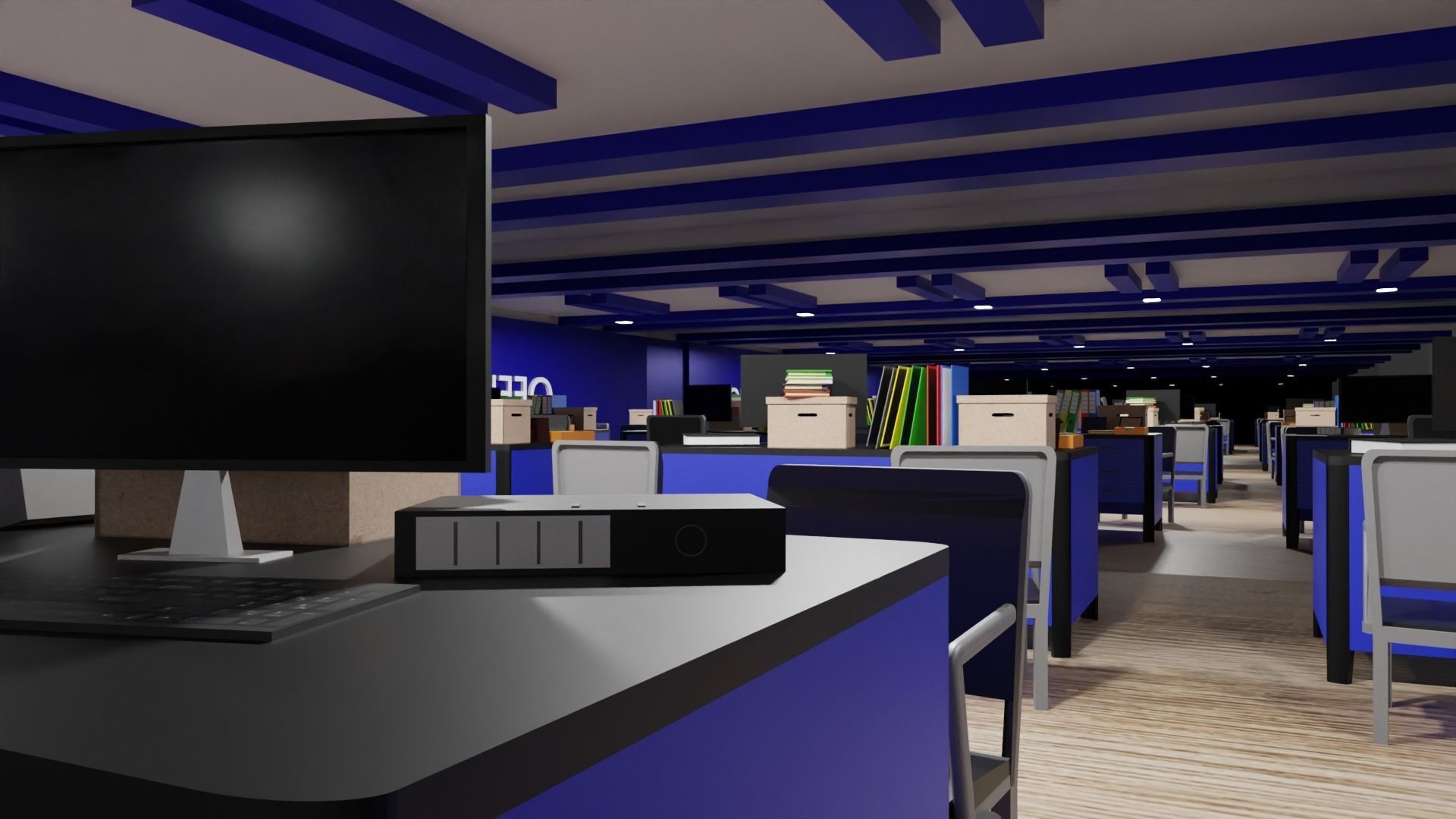 Office Space Interior Low-poly 3D model_2