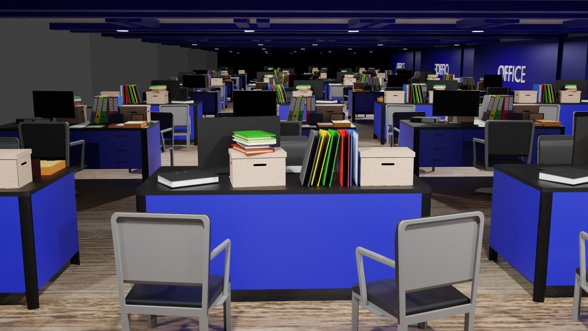Office Space Interior Low-poly 3D model_5