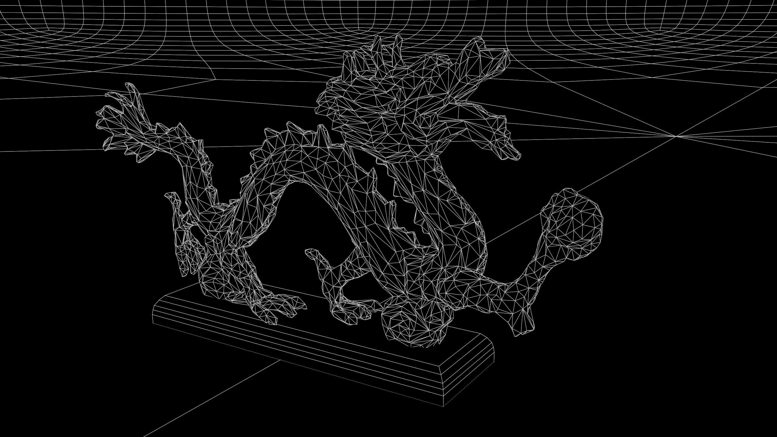 3D Antique Chinese Dragon Statue Carved Low-poly 3D model_7