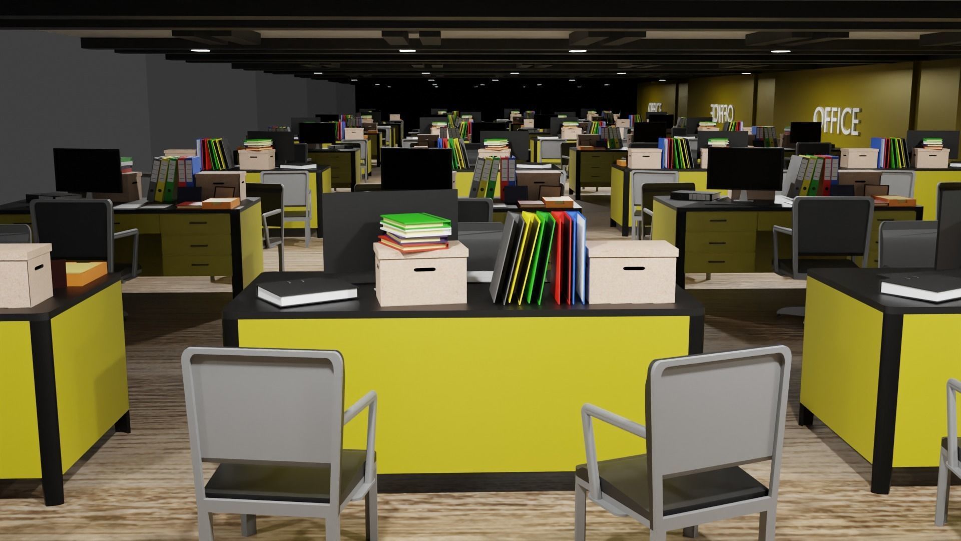 Office Space Interior Low-poly 3D model_5