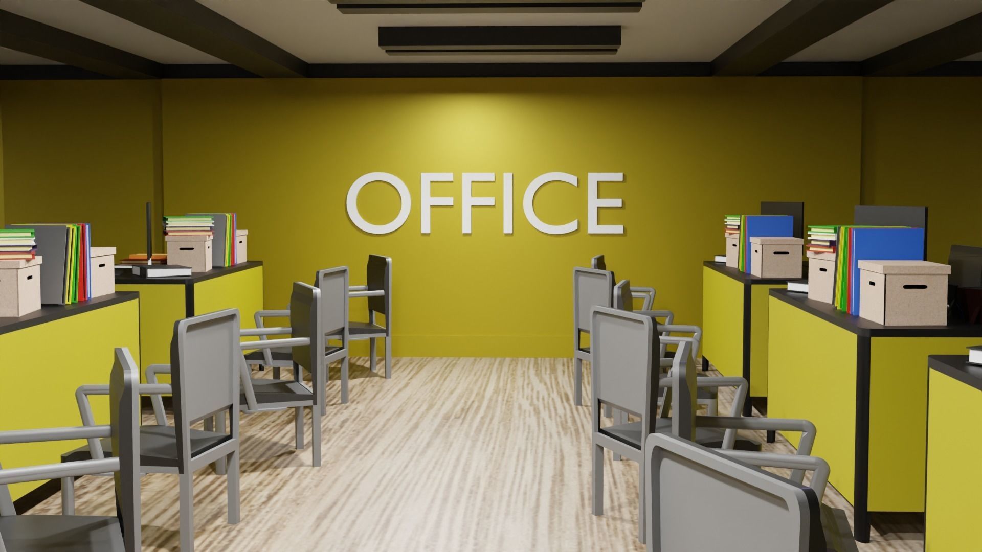 Office Space Interior Low-poly 3D model_3