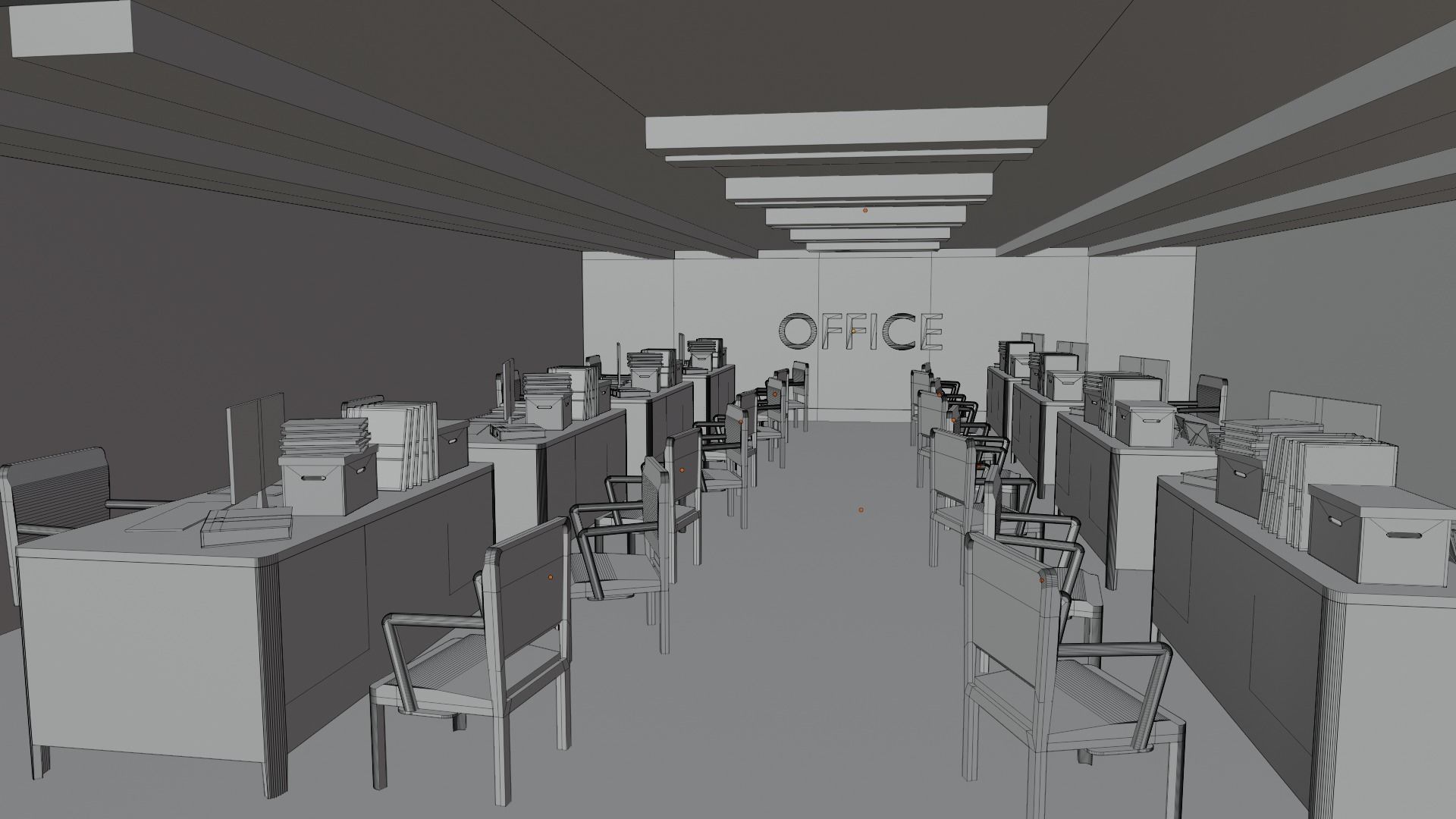 Office Space Interior Low-poly 3D model_7