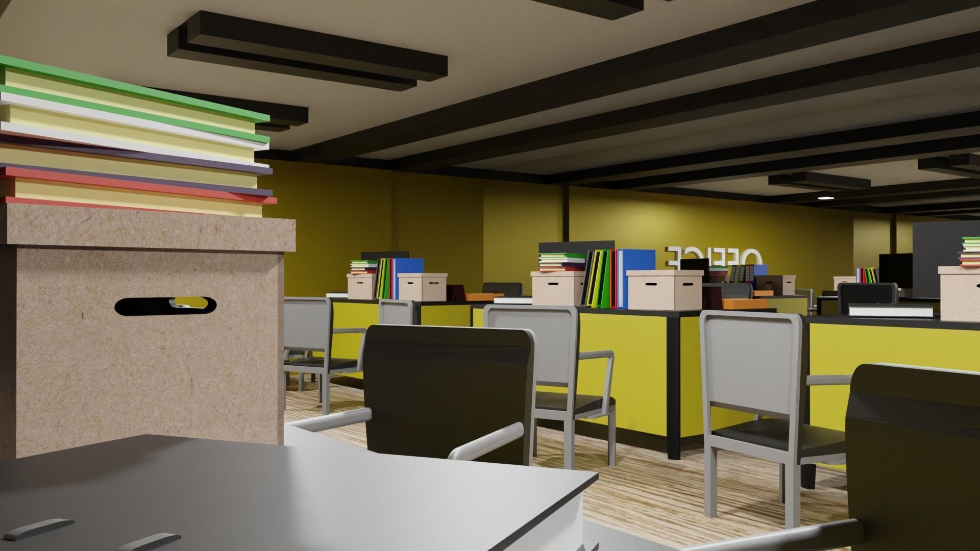Office Space Interior Low-poly 3D model_4