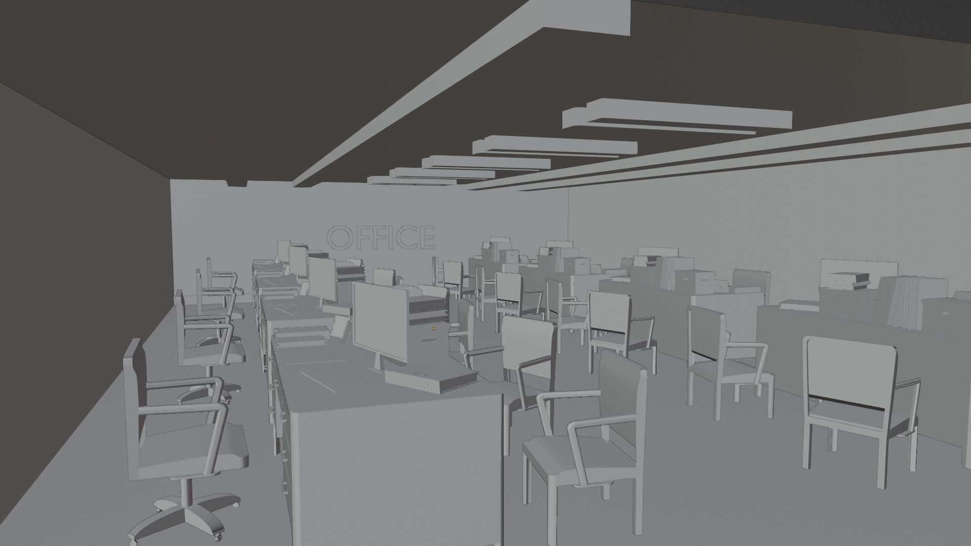Office Space Interior Low-poly 3D model_6