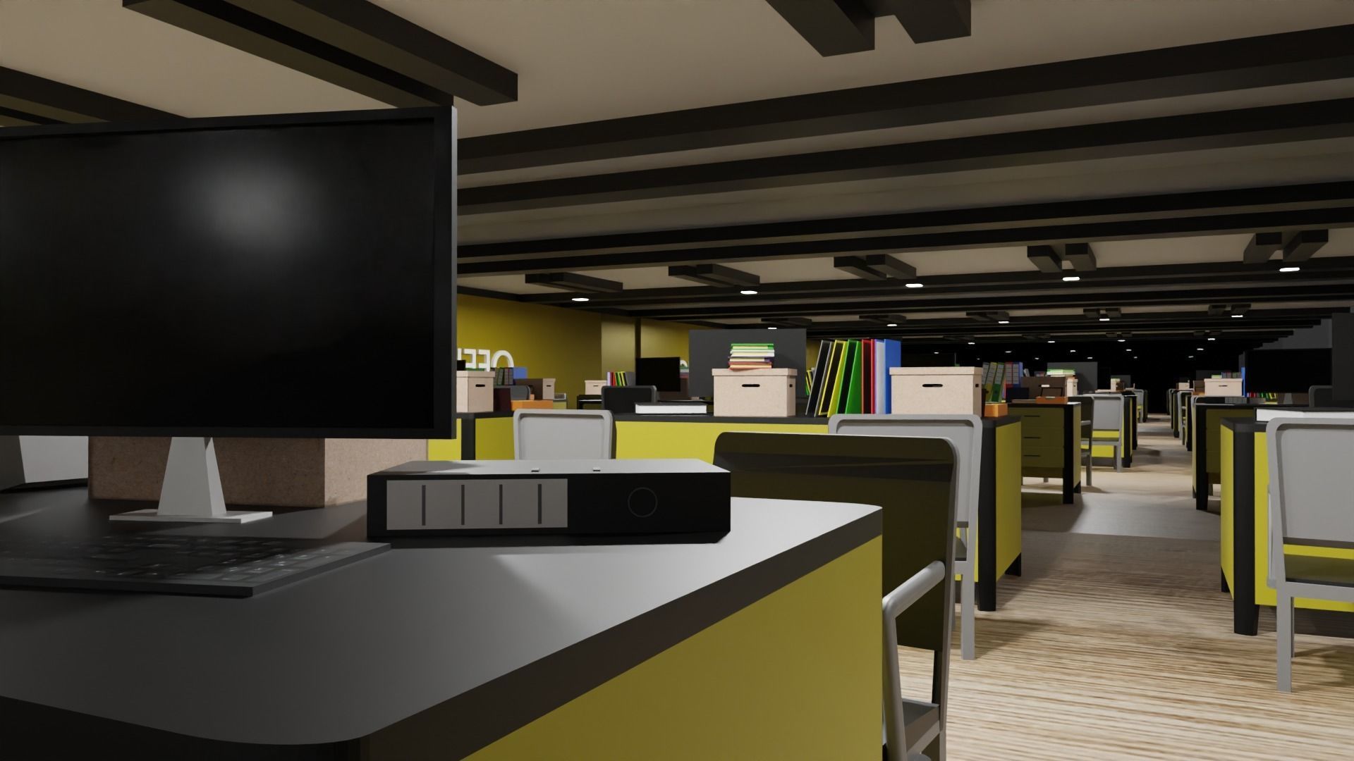 Office Space Interior Low-poly 3D model_2