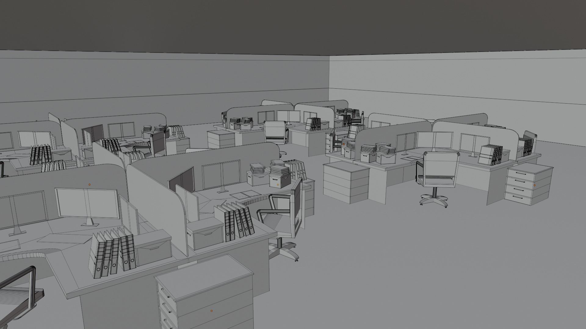 Office Space Interior Low-poly 3D model_7